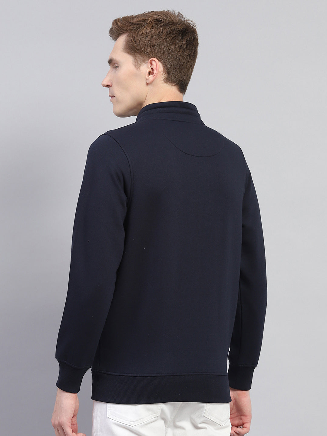 Men Blue Printed Fashion Neck Full Sleeve Sweatshirt