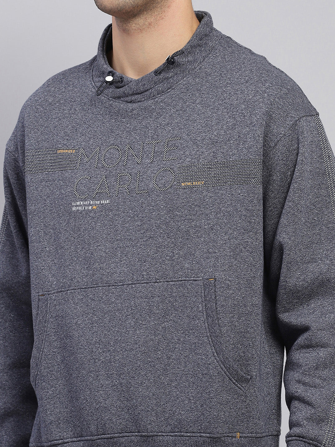 Men Blue Printed Fashion Neck Full Sleeve Sweatshirt