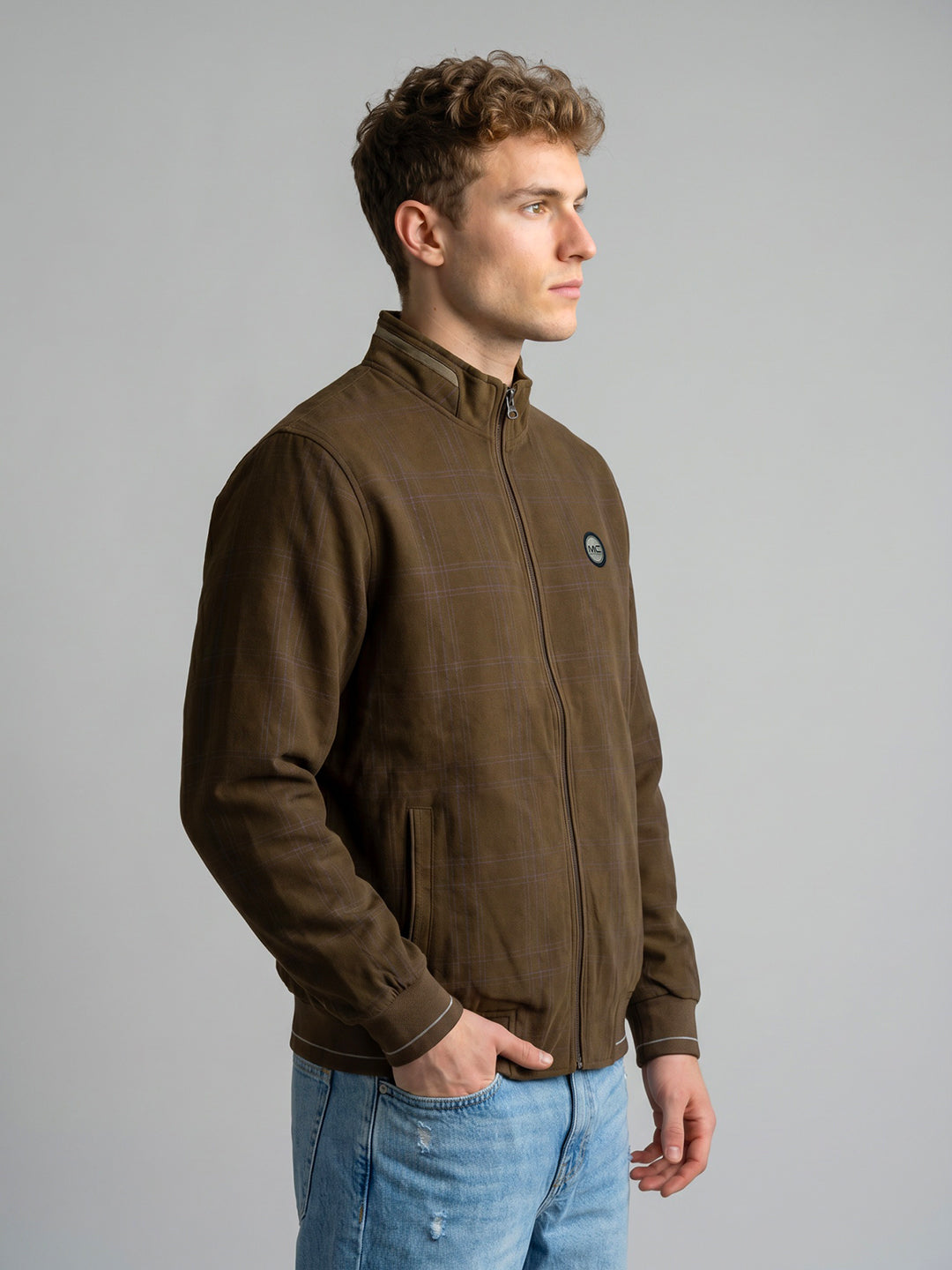 Men Brown Solid Turtle Neck Full Sleeve Sweatshirt