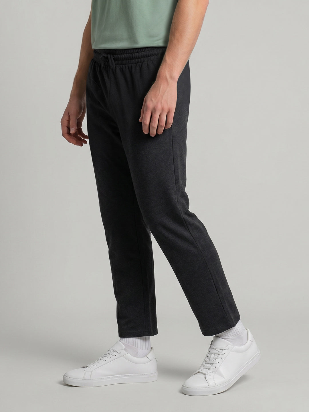 Men Grey Solid Regular Fit Lower