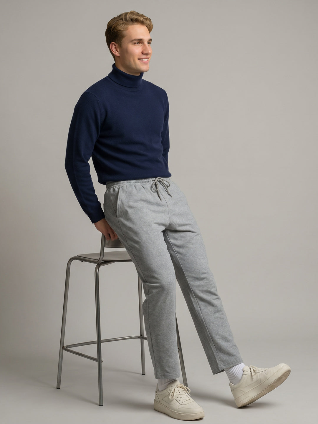Men Grey Solid Regular Fit Lower