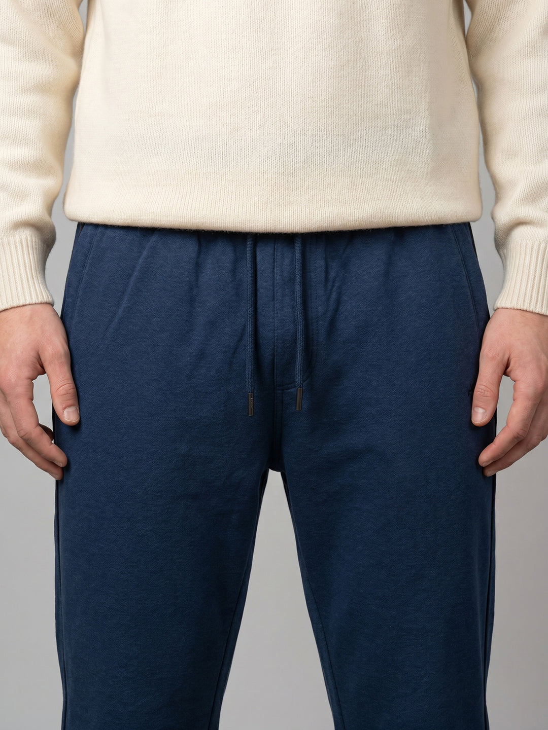 Men Navy Blue Solid Regular Fit Lower