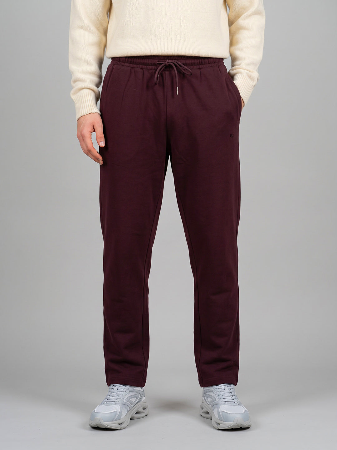 Men Maroon Solid Regular Fit Lower