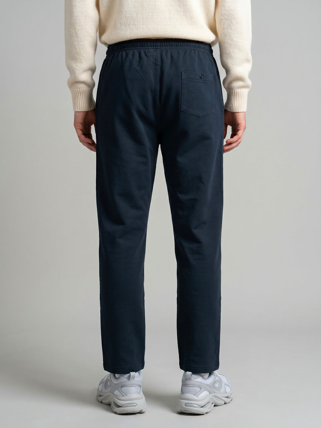 Men Navy Blue Solid Regular Fit Lower