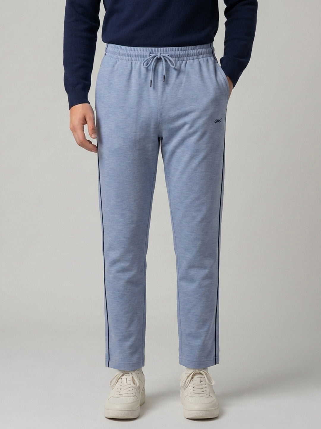 Men Sky Blue Solid Regular Fit Lower