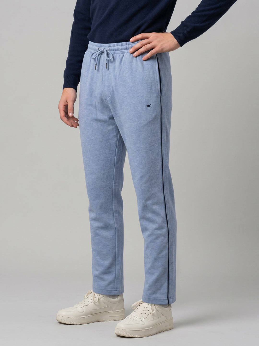 Men Sky Blue Solid Regular Fit Lower