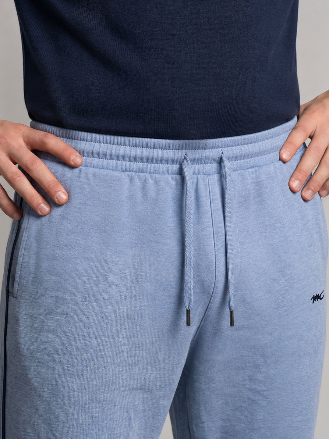 Men Sky Blue Solid Regular Fit Lower