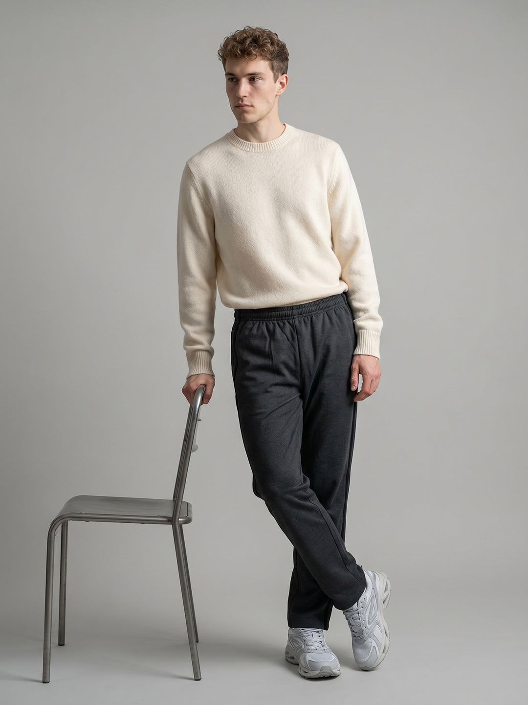 Men Grey Solid Regular Fit Lower