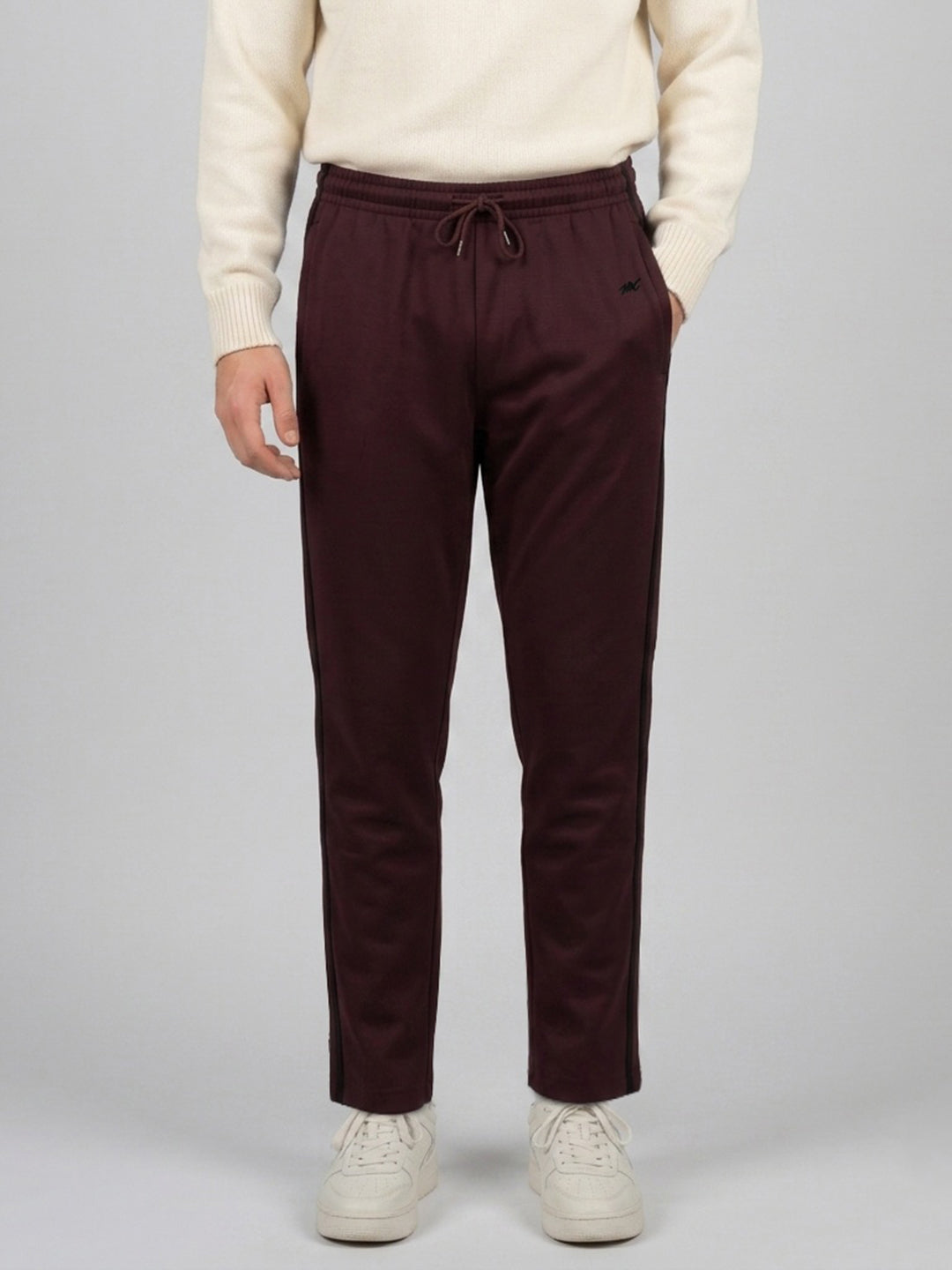 Men Maroon Solid Regular Fit Lower
