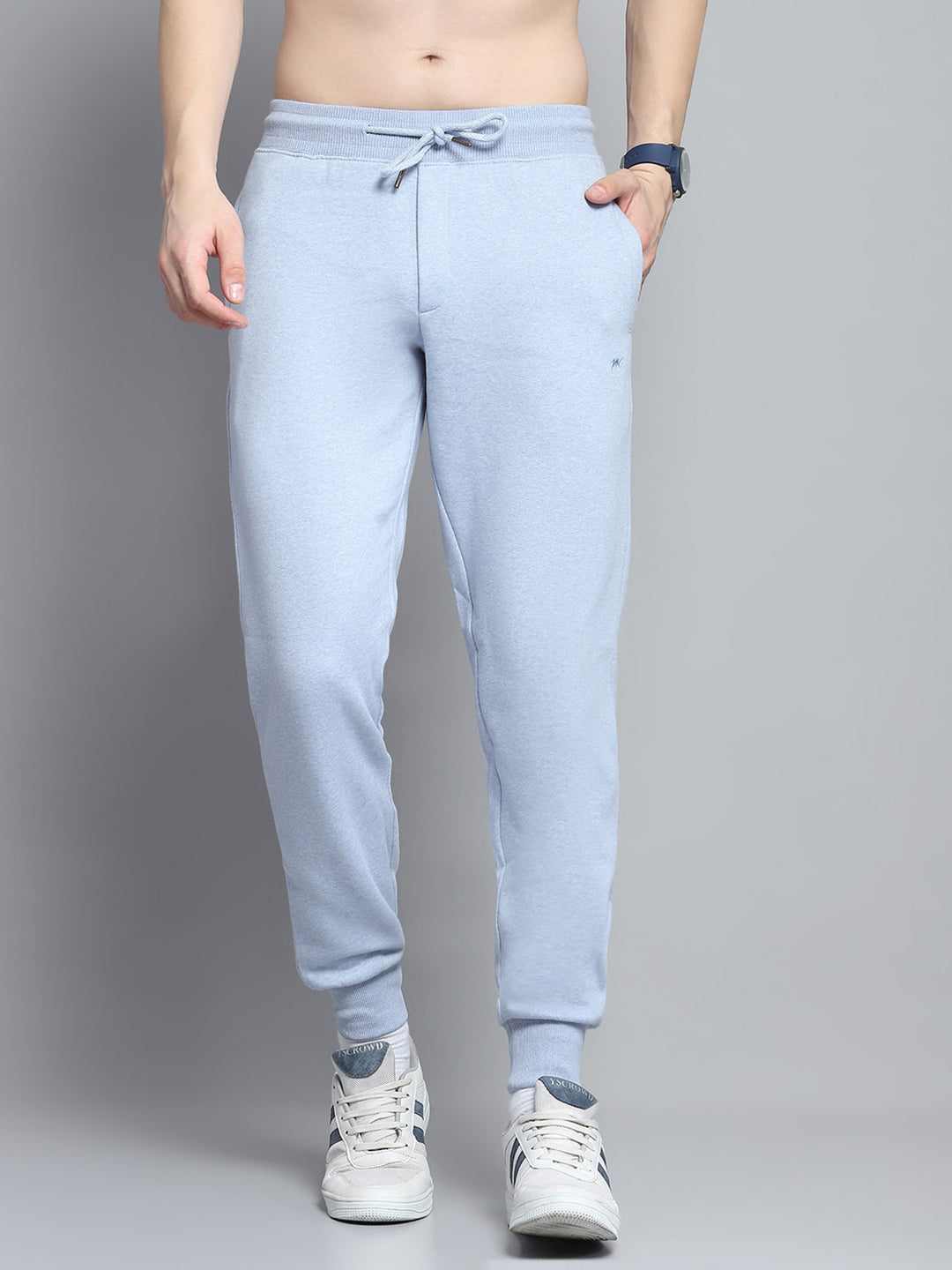 Men Sky Blue Solid Lower