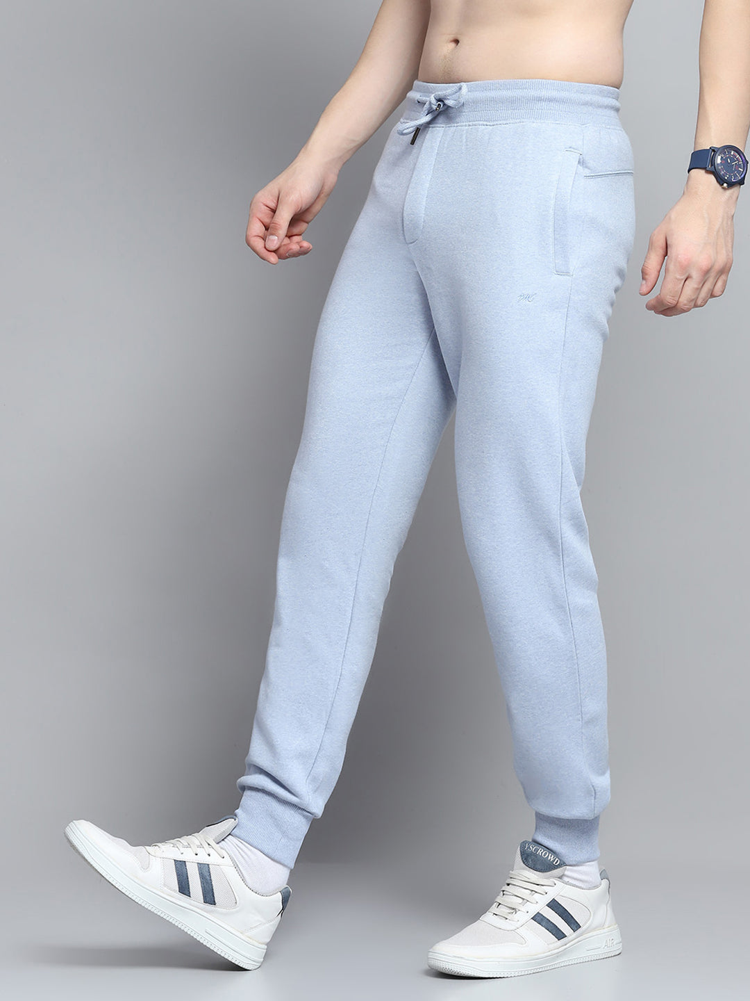 Men Sky Blue Solid Lower