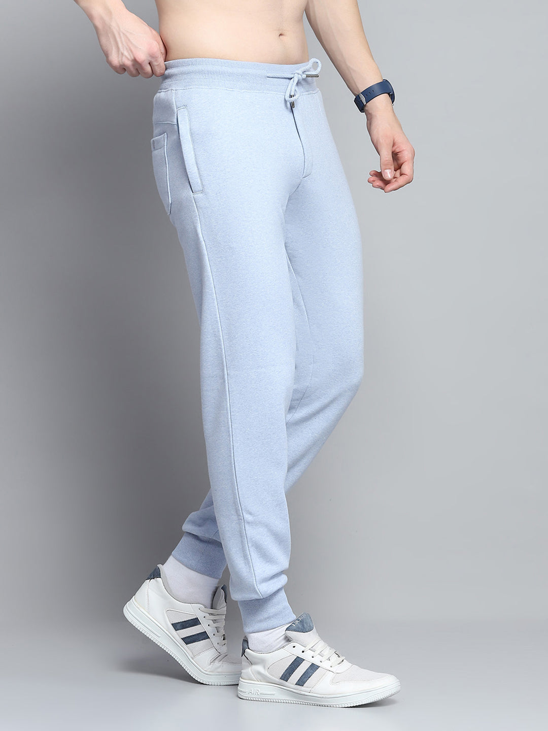 Men Sky Blue Solid Lower