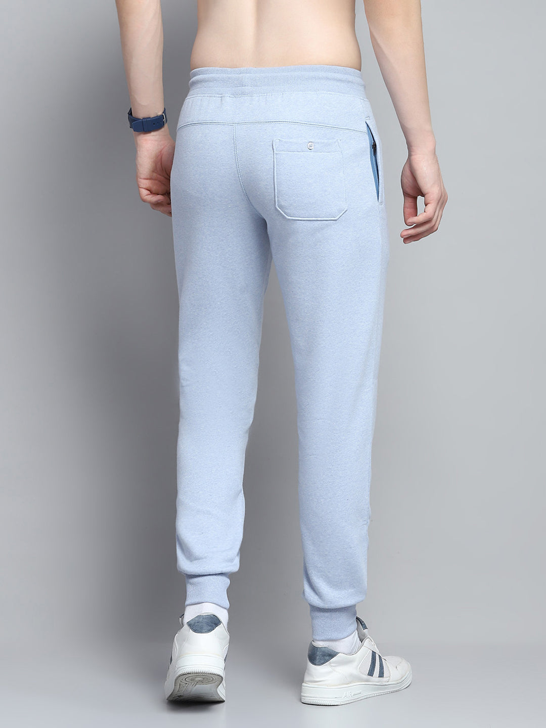 Men Sky Blue Solid Lower