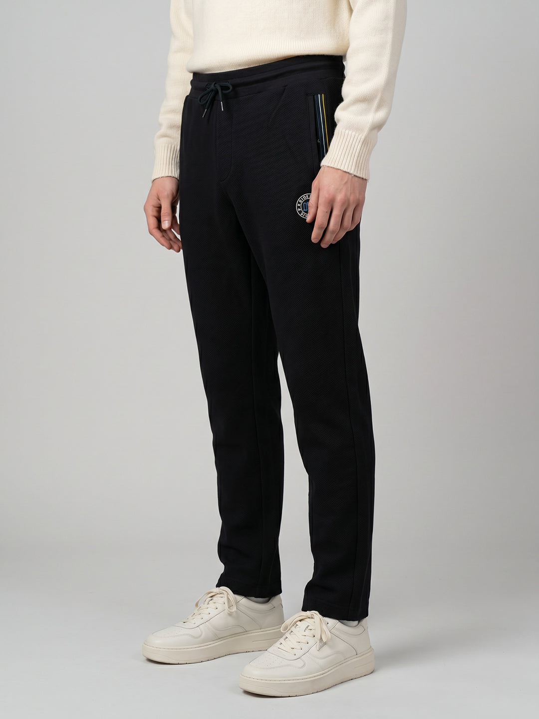 Men Navy Blue Solid Regular Fit Lower