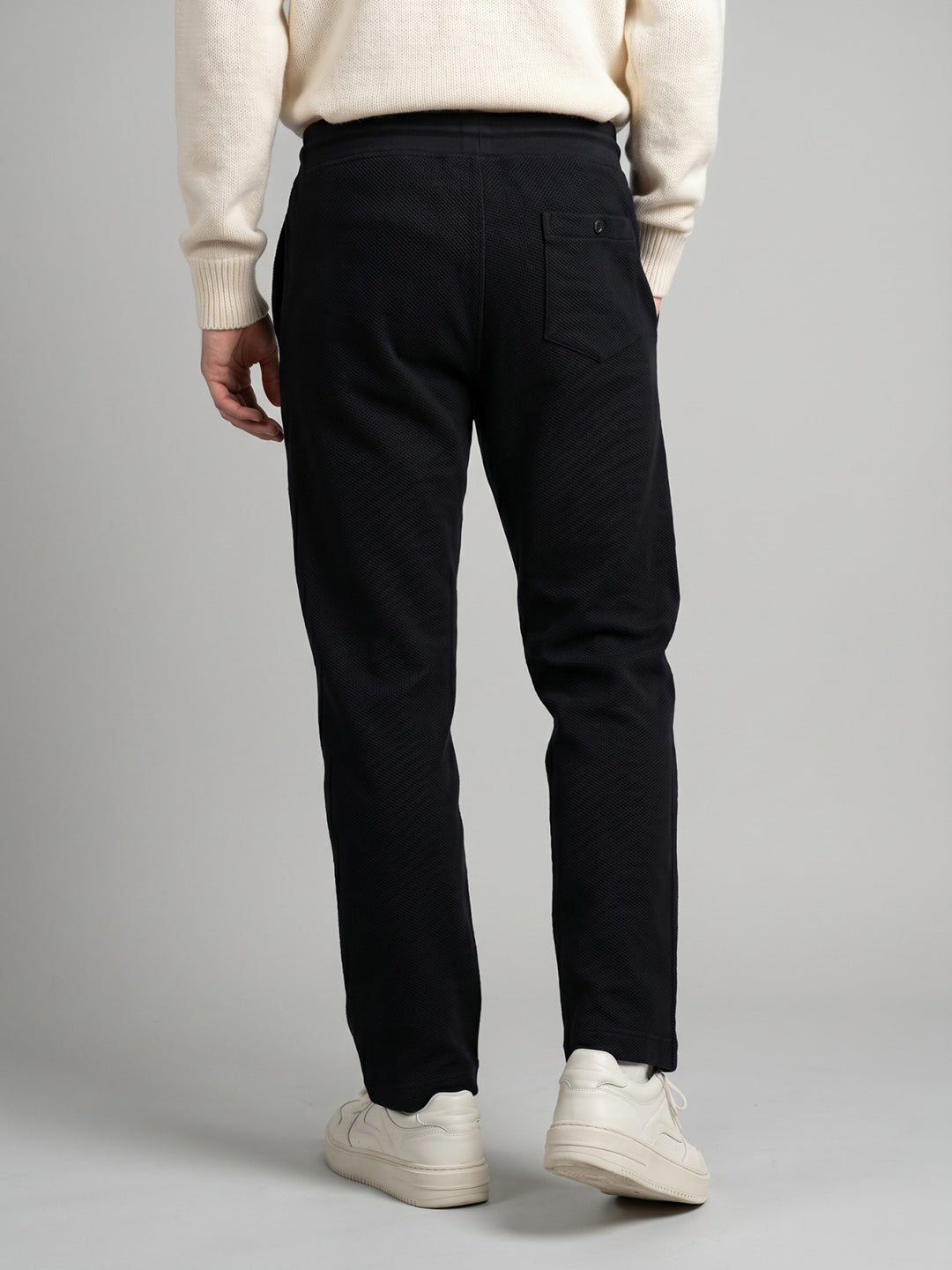 Men Navy Blue Solid Regular Fit Lower