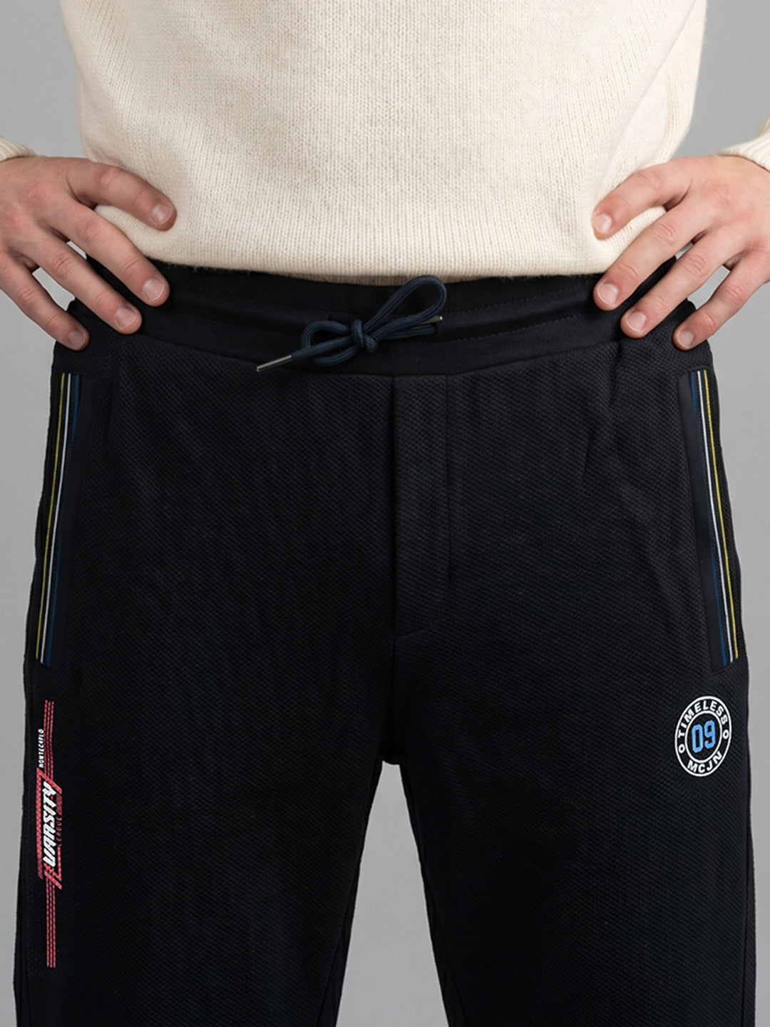 Men Navy Blue Solid Regular Fit Lower