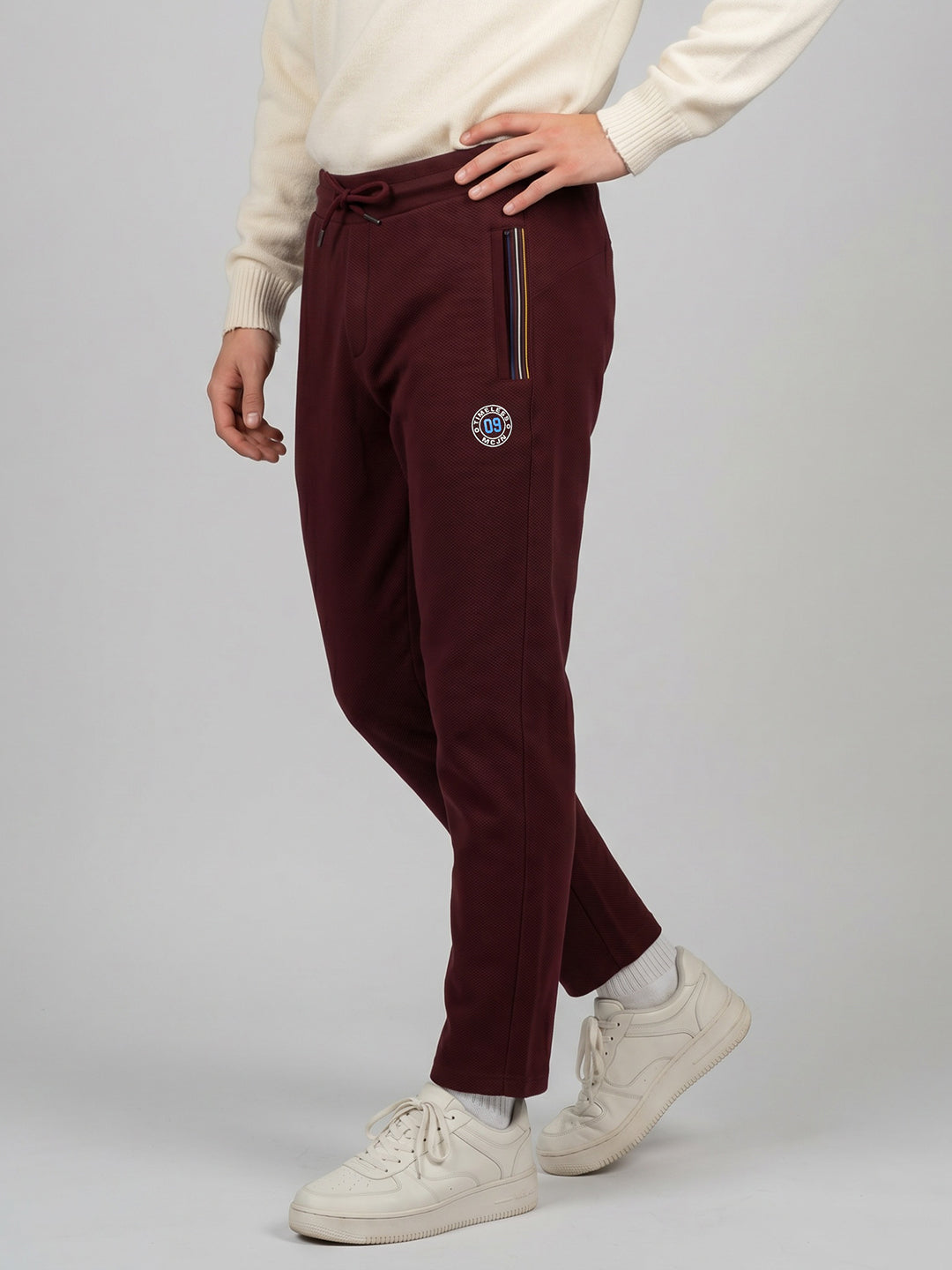 Men Maroon Solid Regular Fit Lower