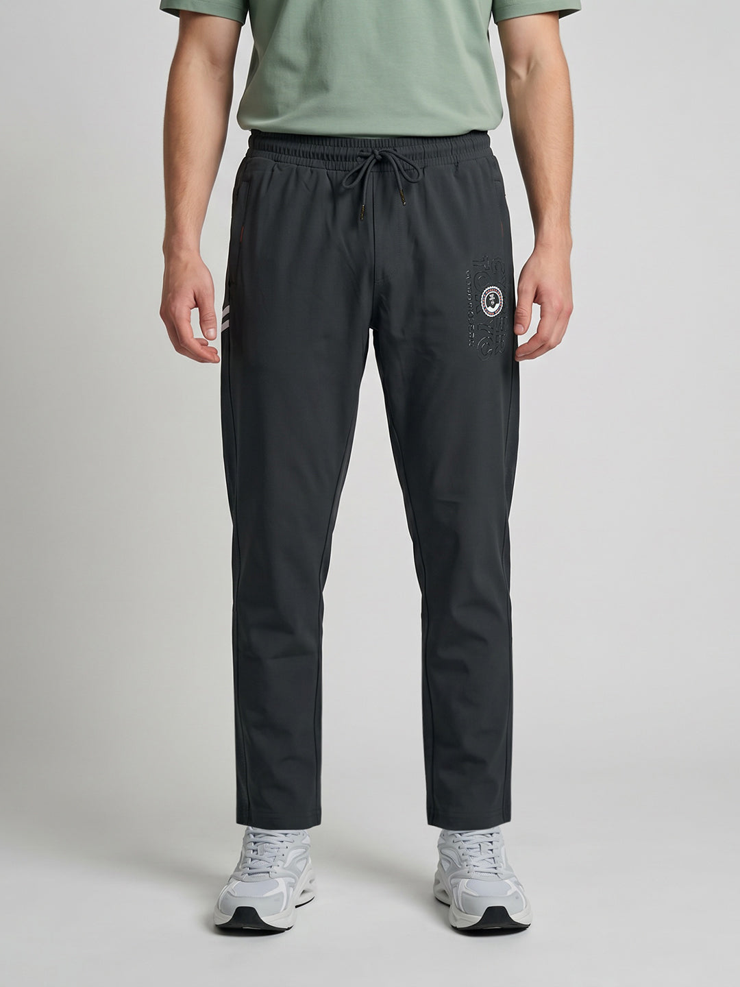 Men Grey Printed Regular Fit Winter Lower