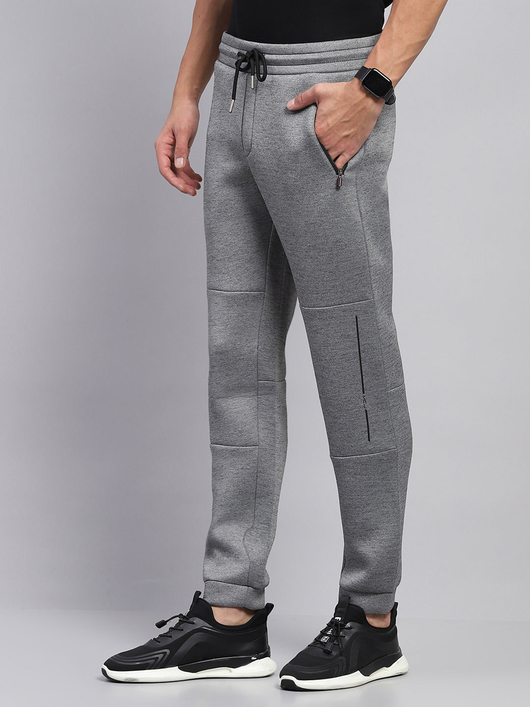 Men Grey Printed Regular Fit Winter Lower