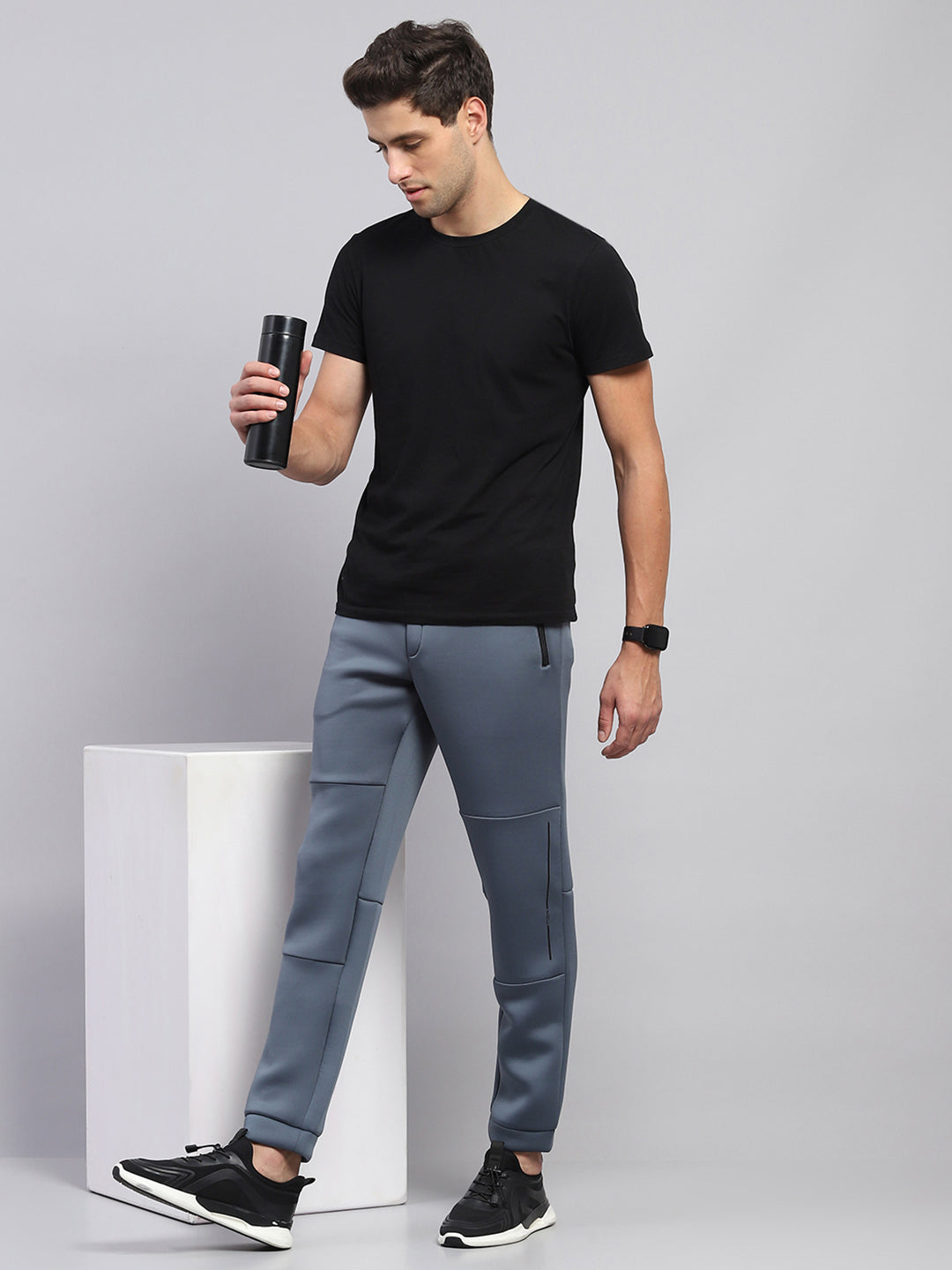 Men Grey Printed Regular Fit Winter Lower