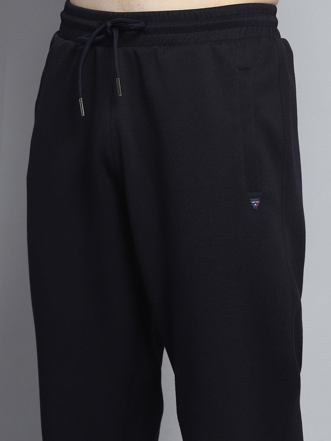 Men Navy Blue Printed Round Neck Full Sleeve Winter Tracksuit