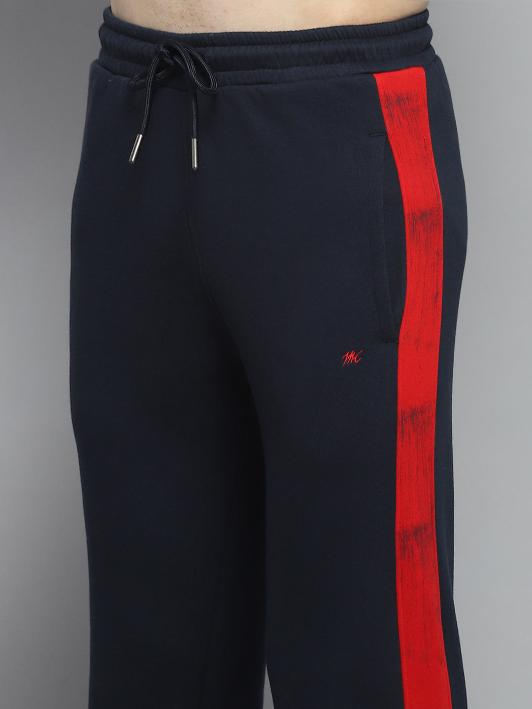 Men Red & Navy Blue Printed Hooded Full Sleeve Winter Tracksuit
