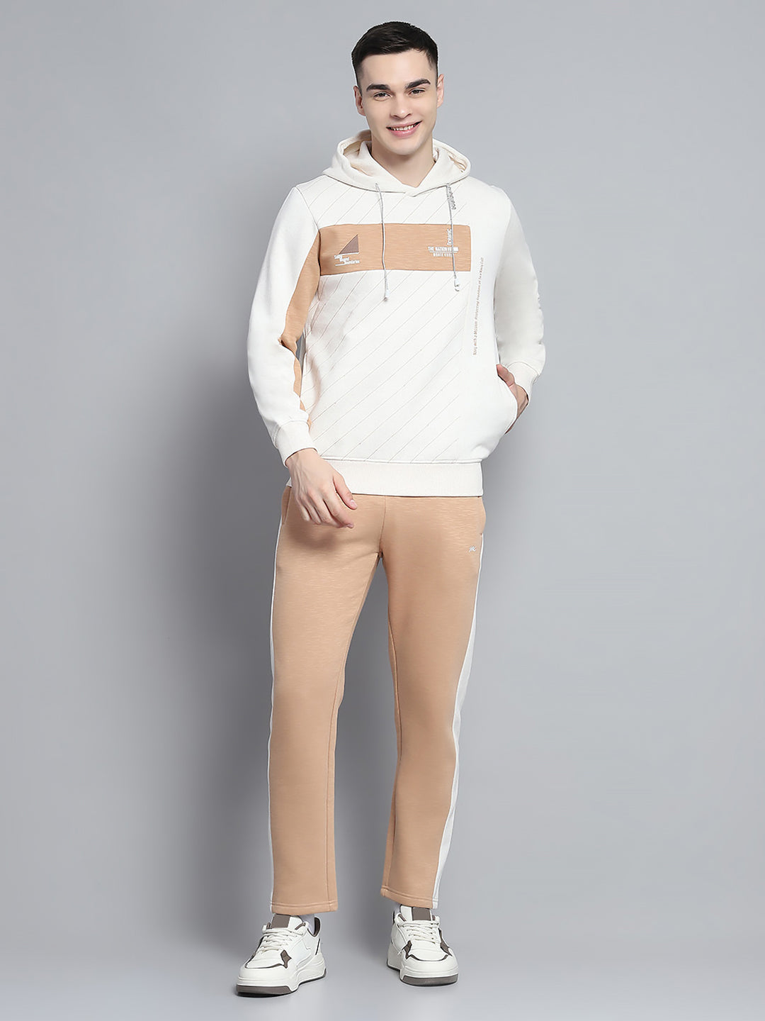 Monte Carlo Cream Tracksuit Mens Buy Men Beige Printed Hooded Full