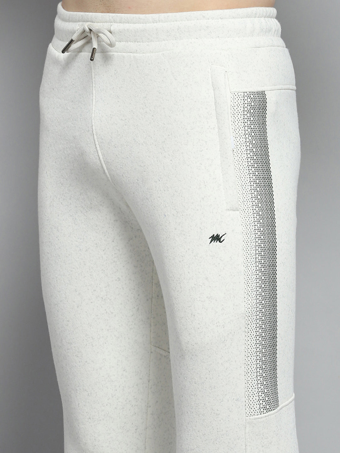 Men Olive & White Printed Mock Neck Full Sleeve Winter Tracksuit