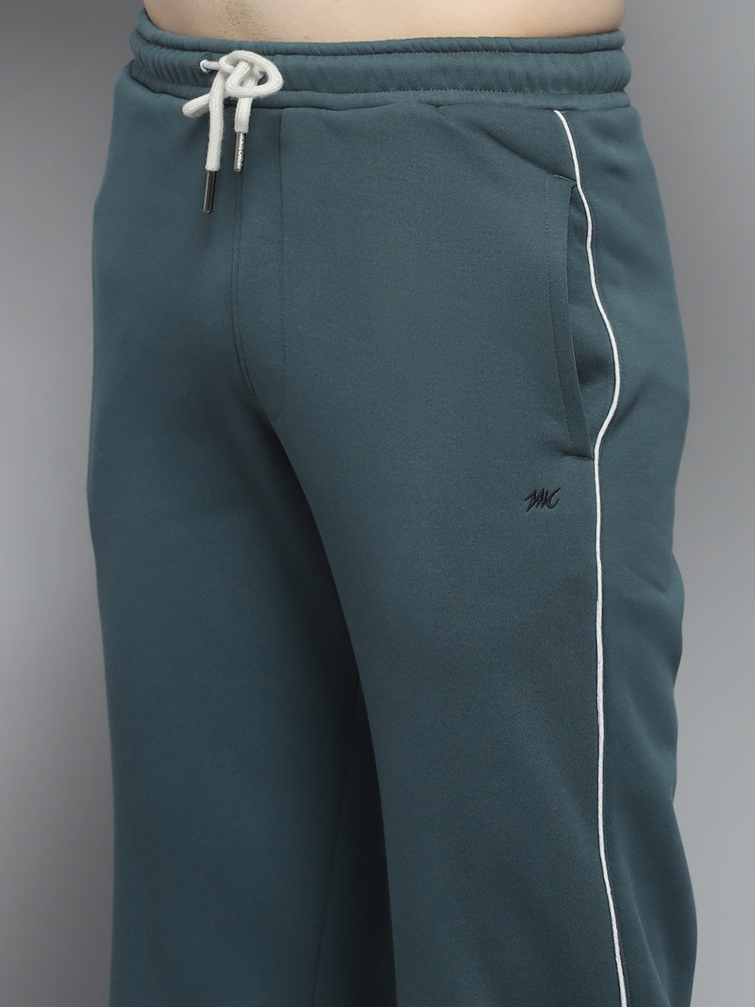 Men Green Printed Mock Neck Full Sleeve Winter Tracksuit