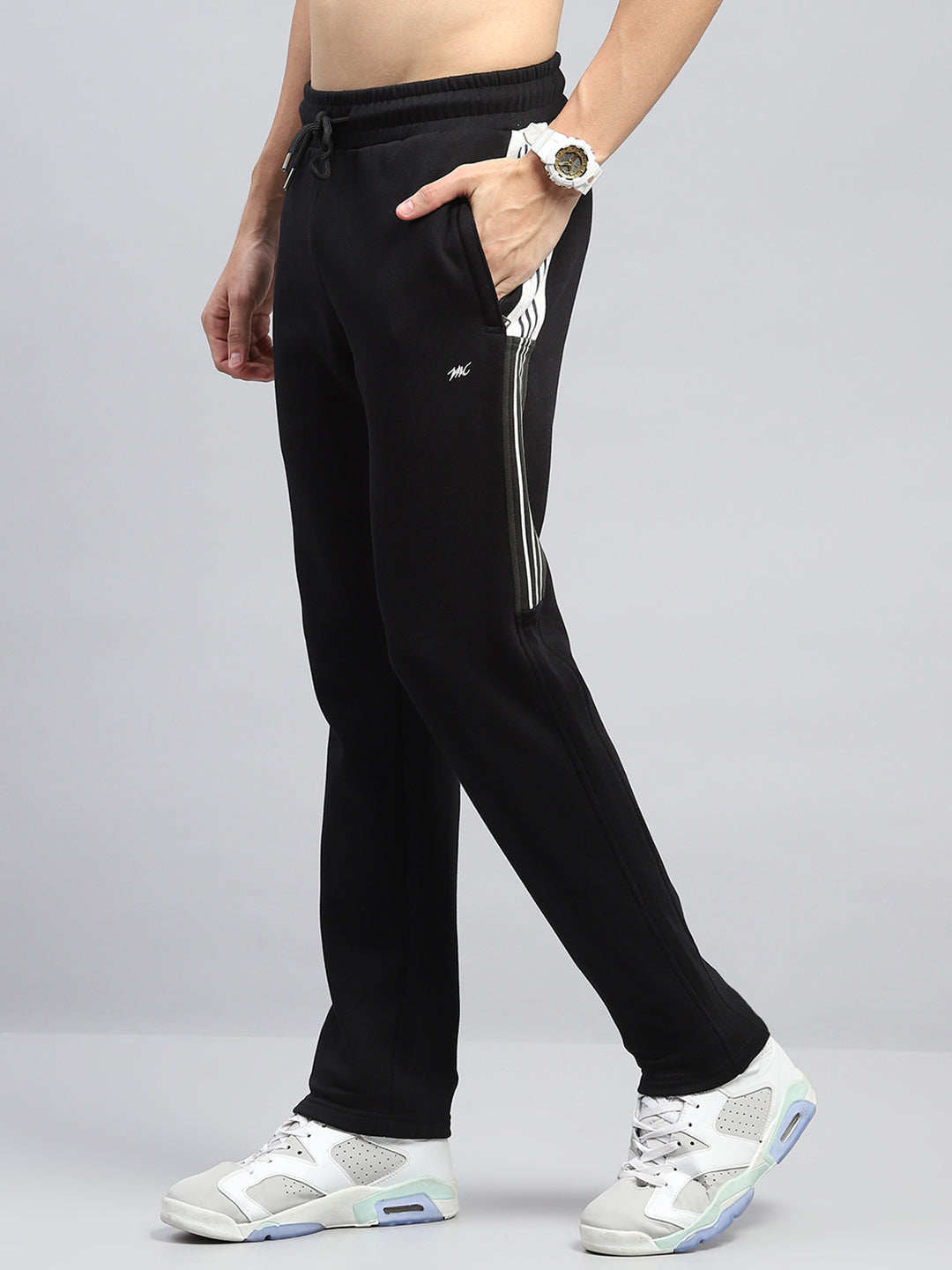 Men Olive Printed Mock Neck Full Sleeve Winter Tracksuit