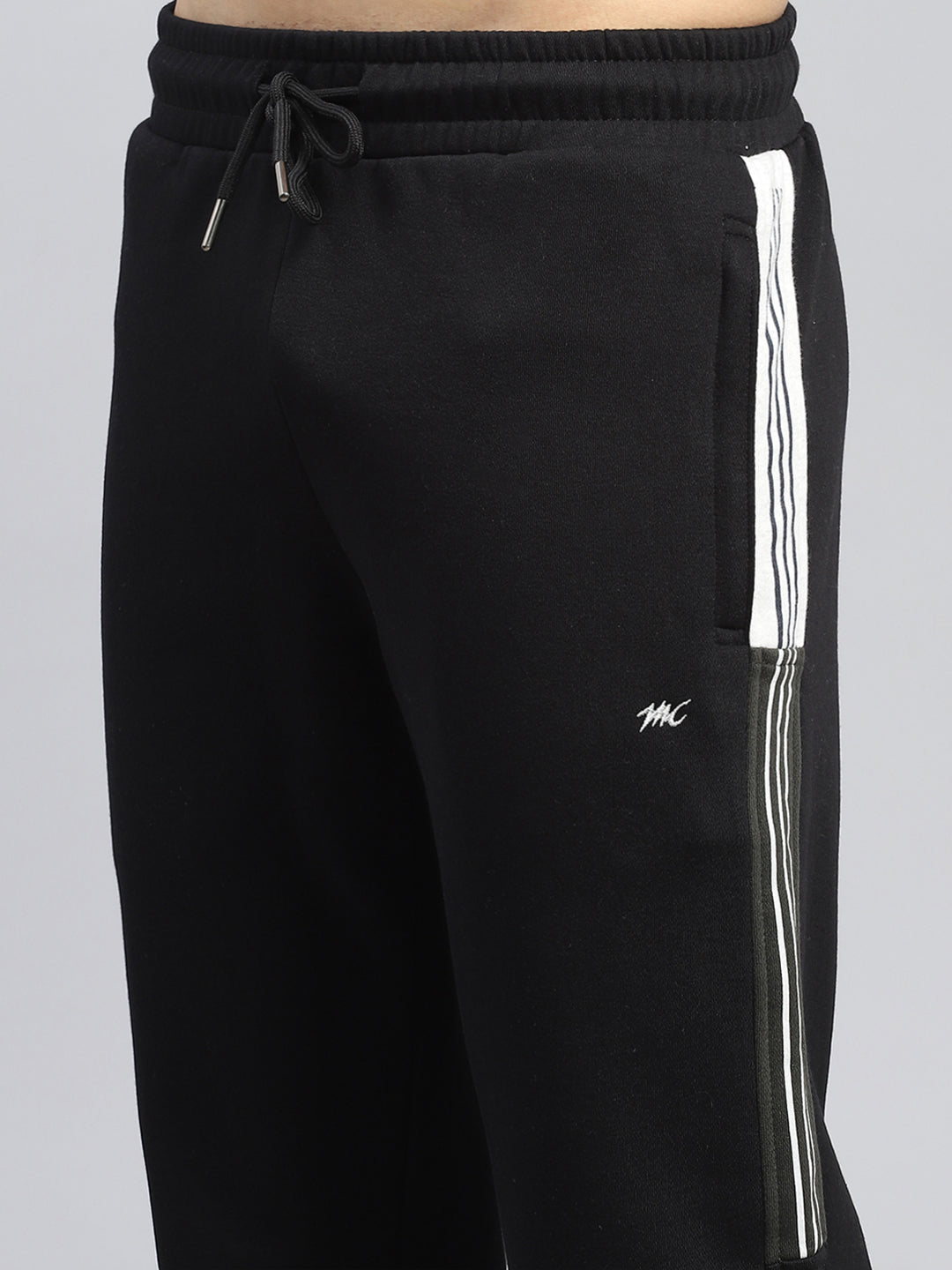 Men Olive Printed Mock Neck Full Sleeve Winter Tracksuit