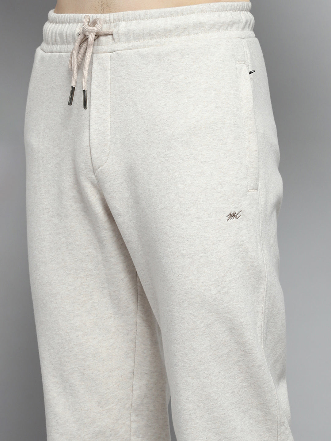 Men Beige Printed Mock Neck Full Sleeve Winter Tracksuit