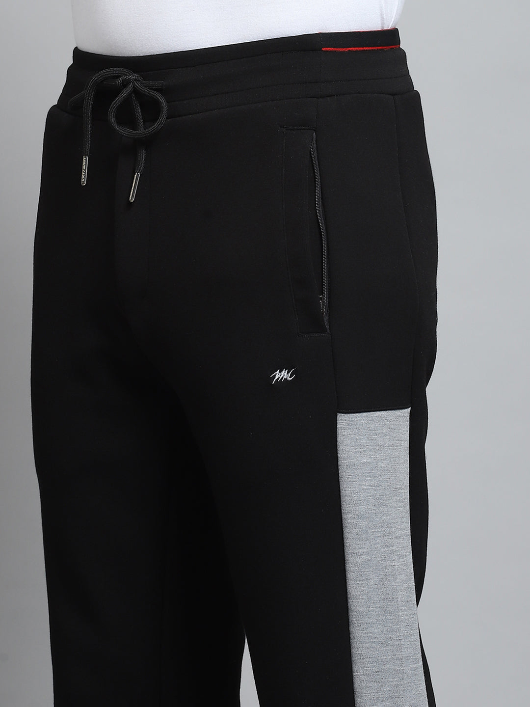 Men Black Self Design Hooded Full Sleeve Winter Tracksuit