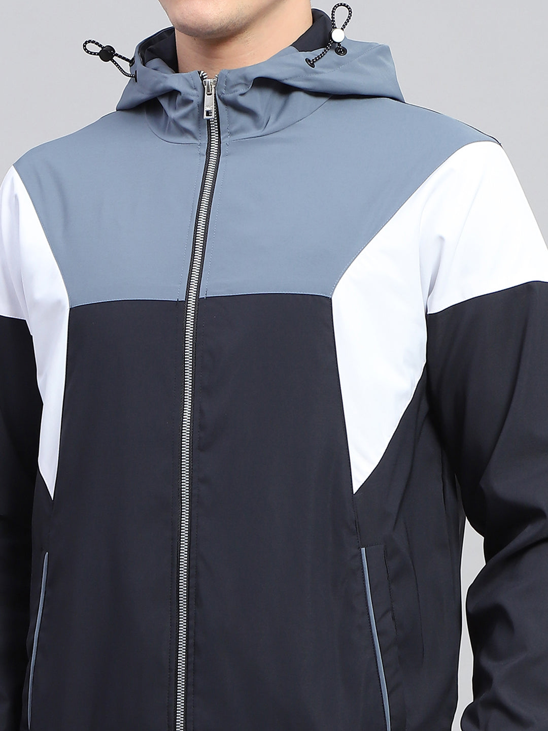 Men Navy Blue Solid Hooded Full Sleeve Winter Tracksuit