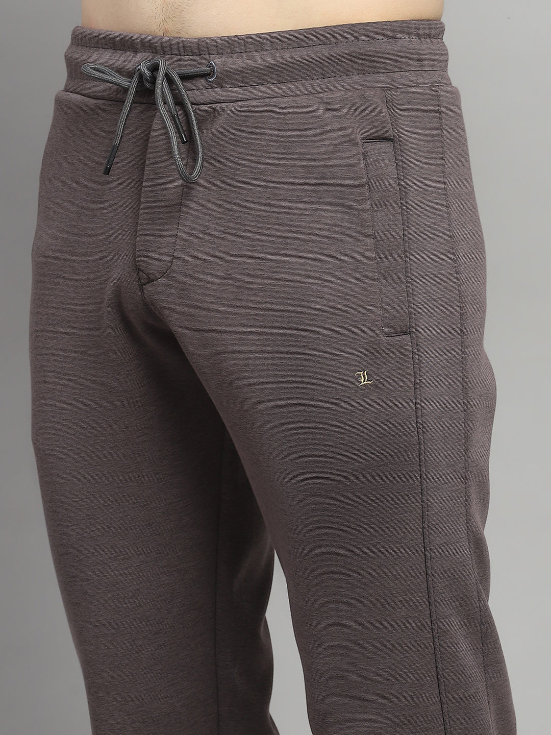 Men Charcoal Solid Mock Neck Full Sleeve Winter Tracksuit