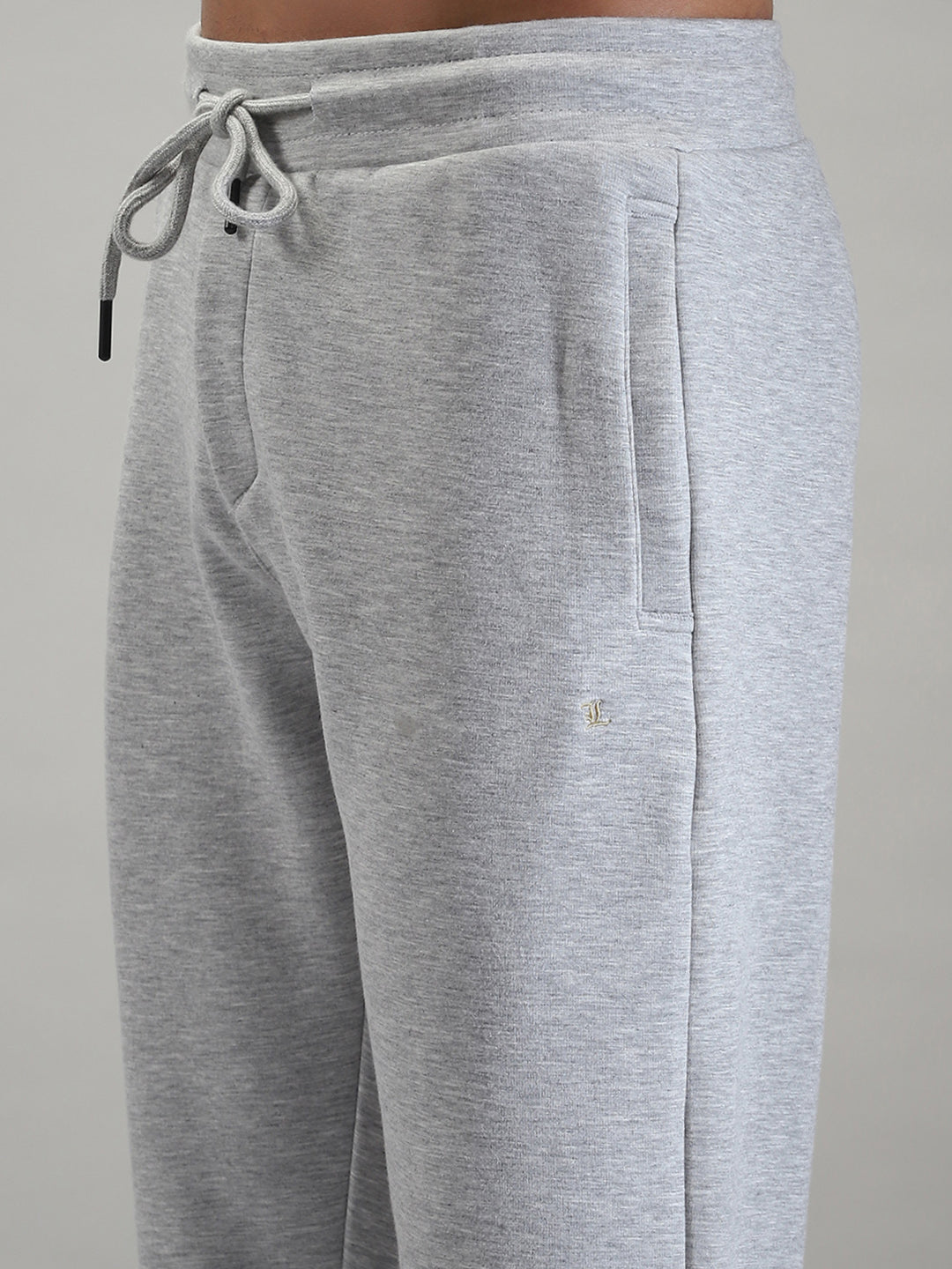 Men Grey Solid Mock Neck Full Sleeve Winter Tracksuit