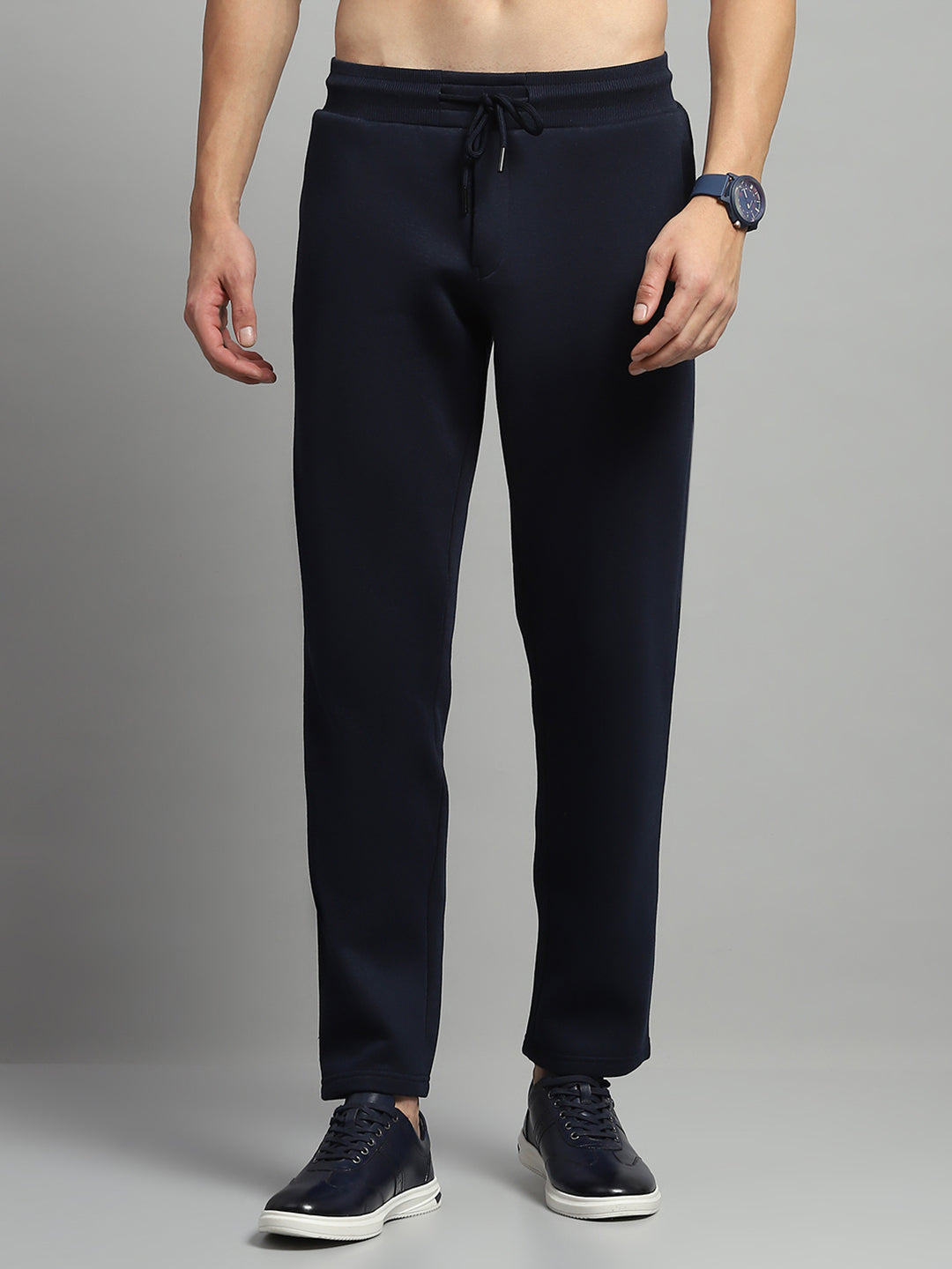 Luxuria Men Navy Blue Self Design Lower