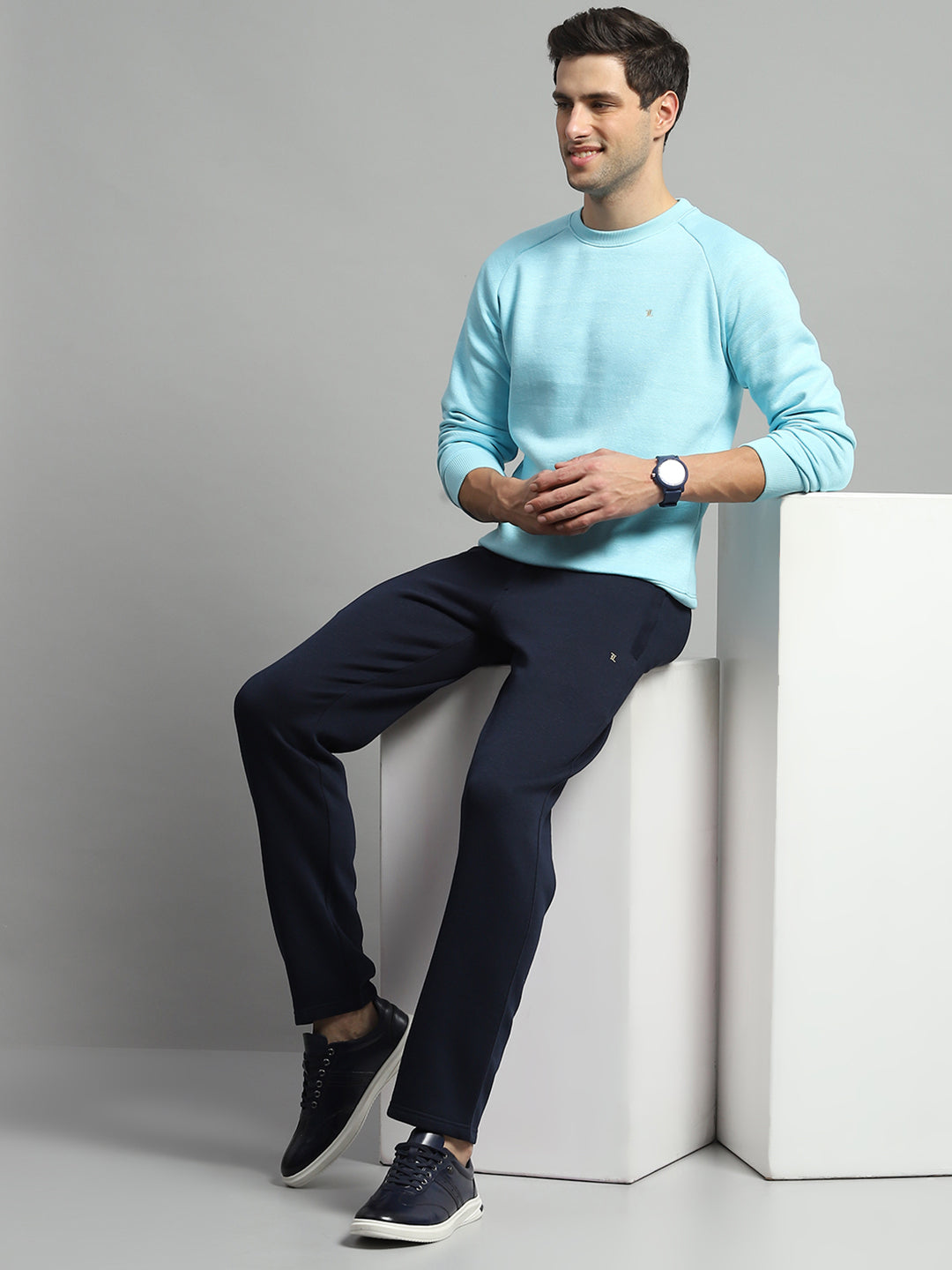 Luxuria Men Navy Blue Self Design Lower