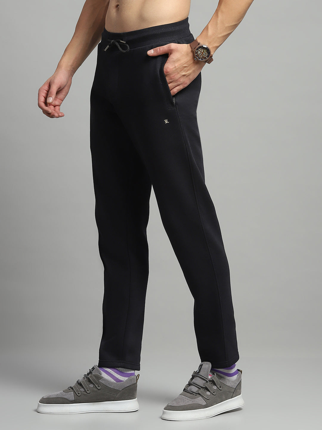 Luxuria Men Black Self Design Lower