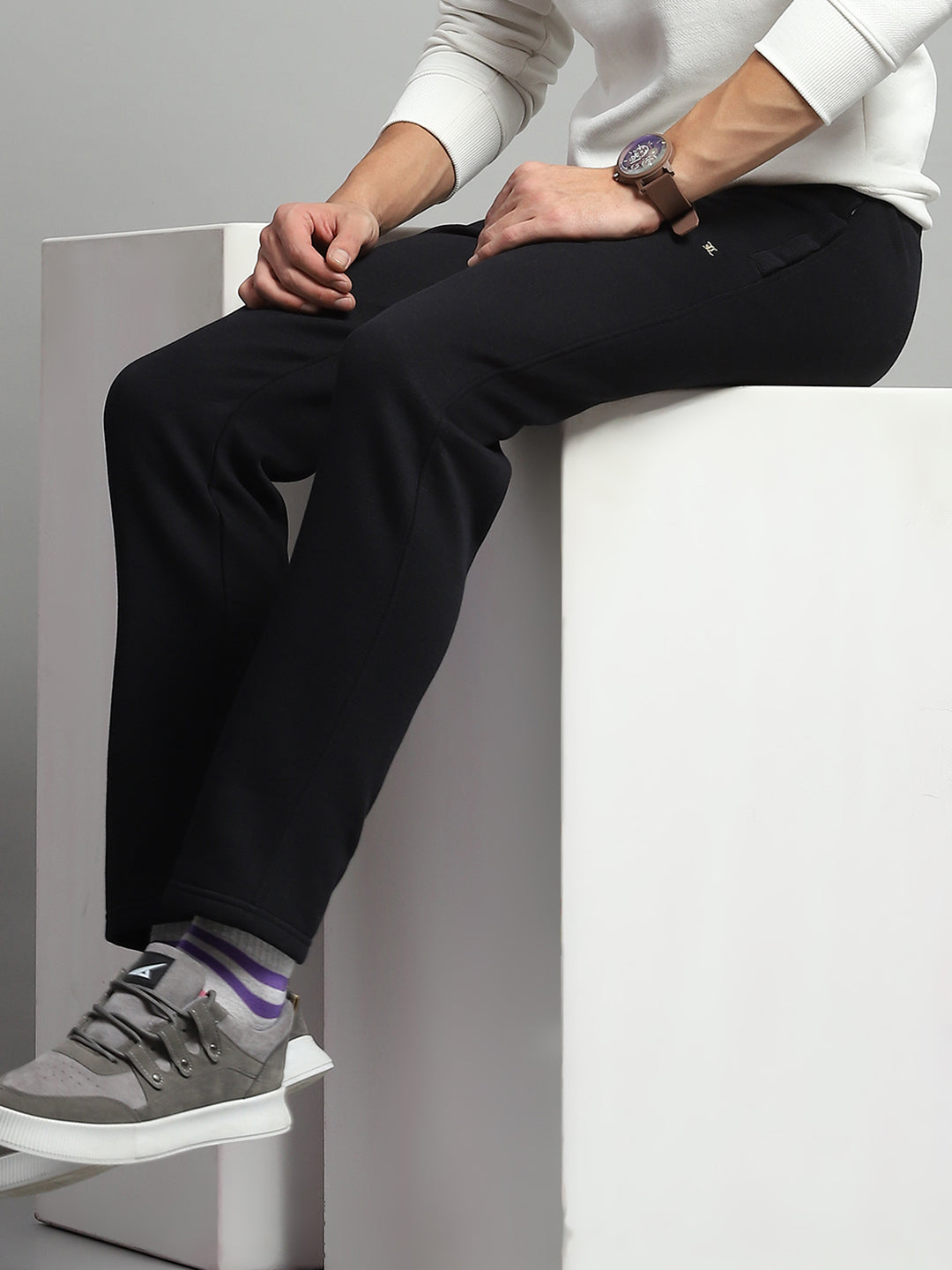 Luxuria Men Black Self Design Lower