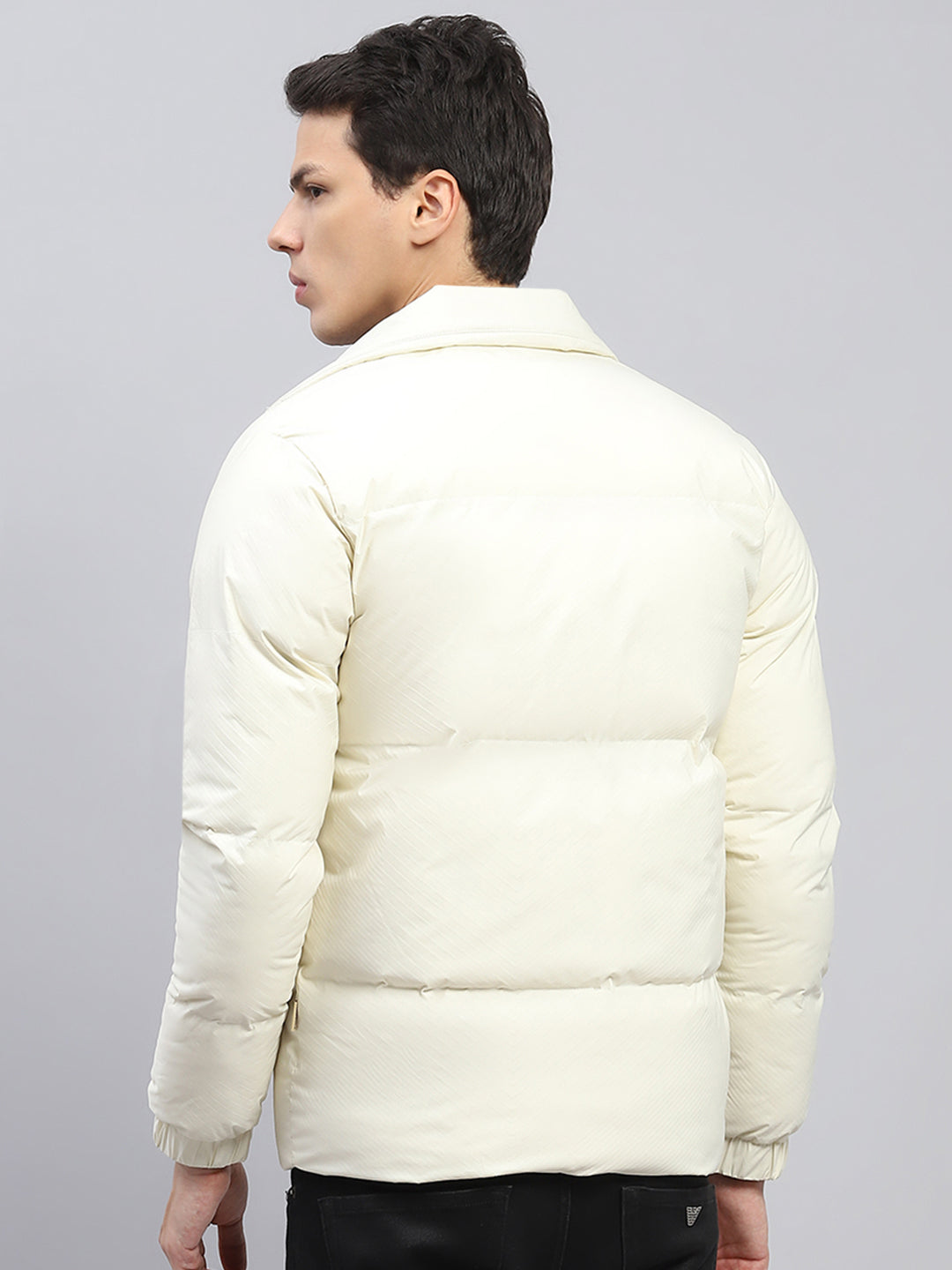 Men Cream Solid Detachable Hood Full Sleeve Jacket