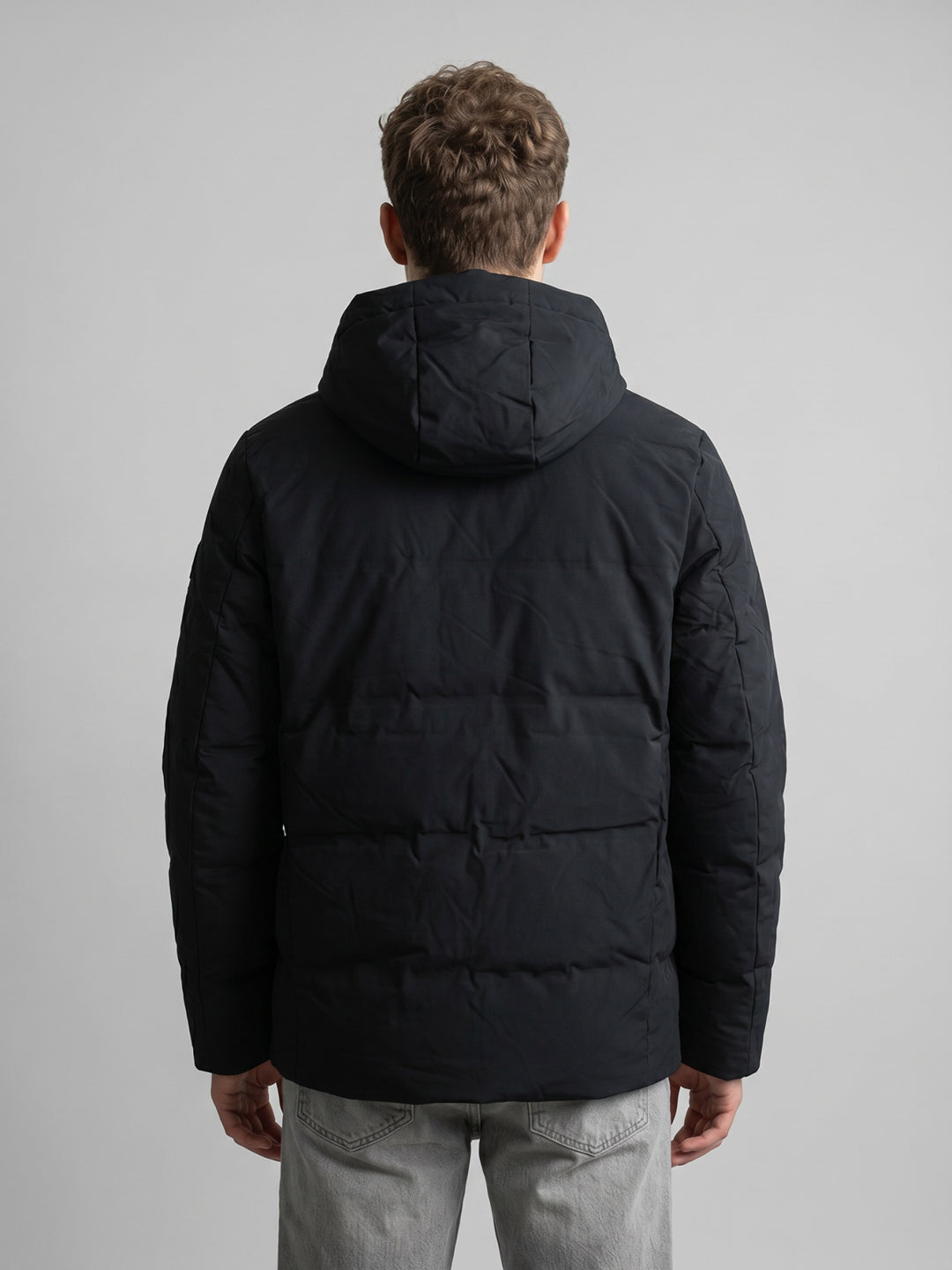 Men Navy Blue Solid Detachable Hood Full Sleeve Parka Jacket