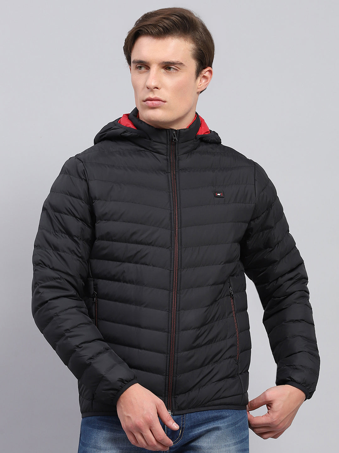Men Black Solid Detachable Hood Full Sleeve Jacket