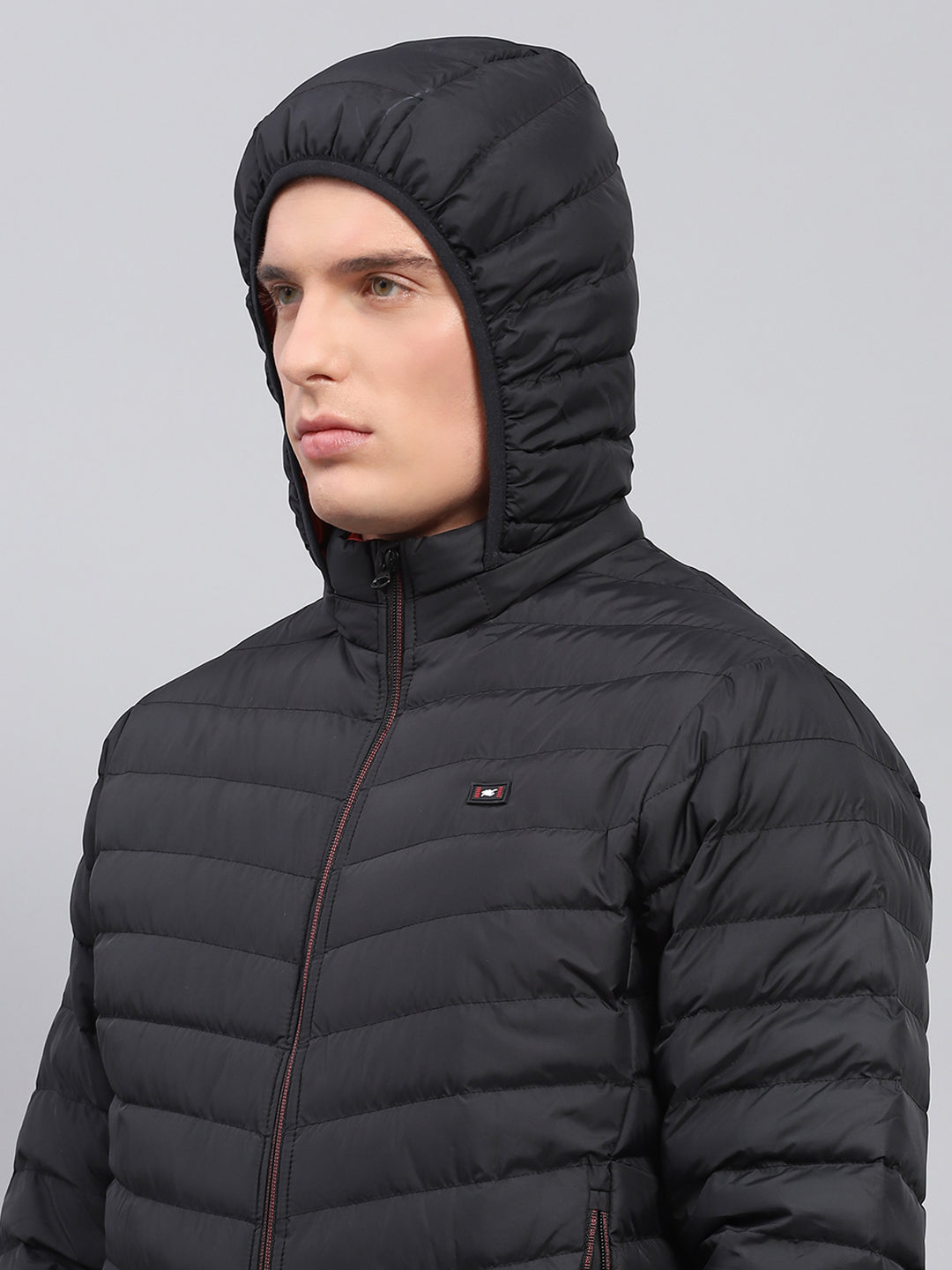 Men Black Solid Detachable Hood Full Sleeve Jacket