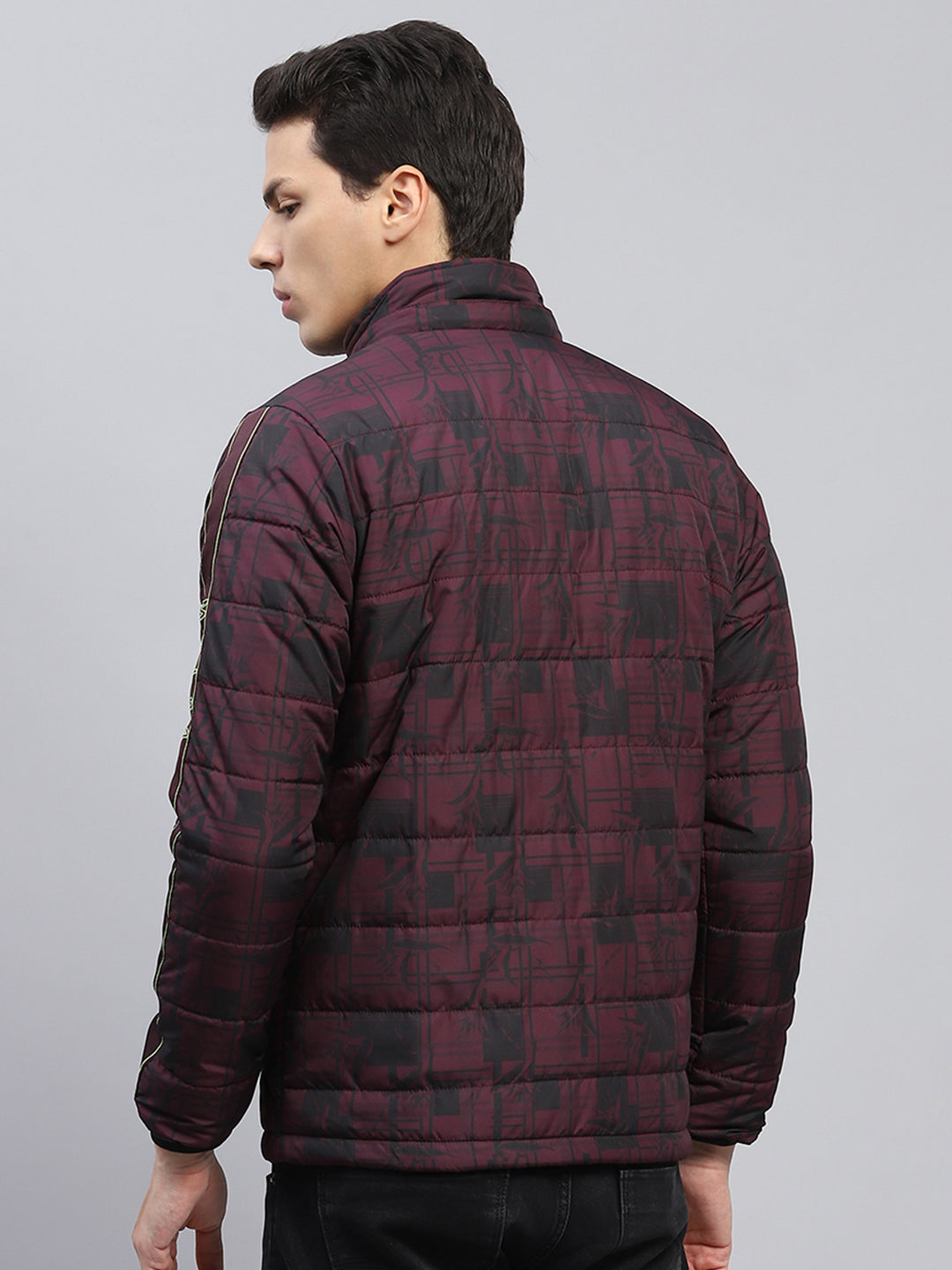 Men Maroon Printed Detachable Hood Full Sleeve Jacket