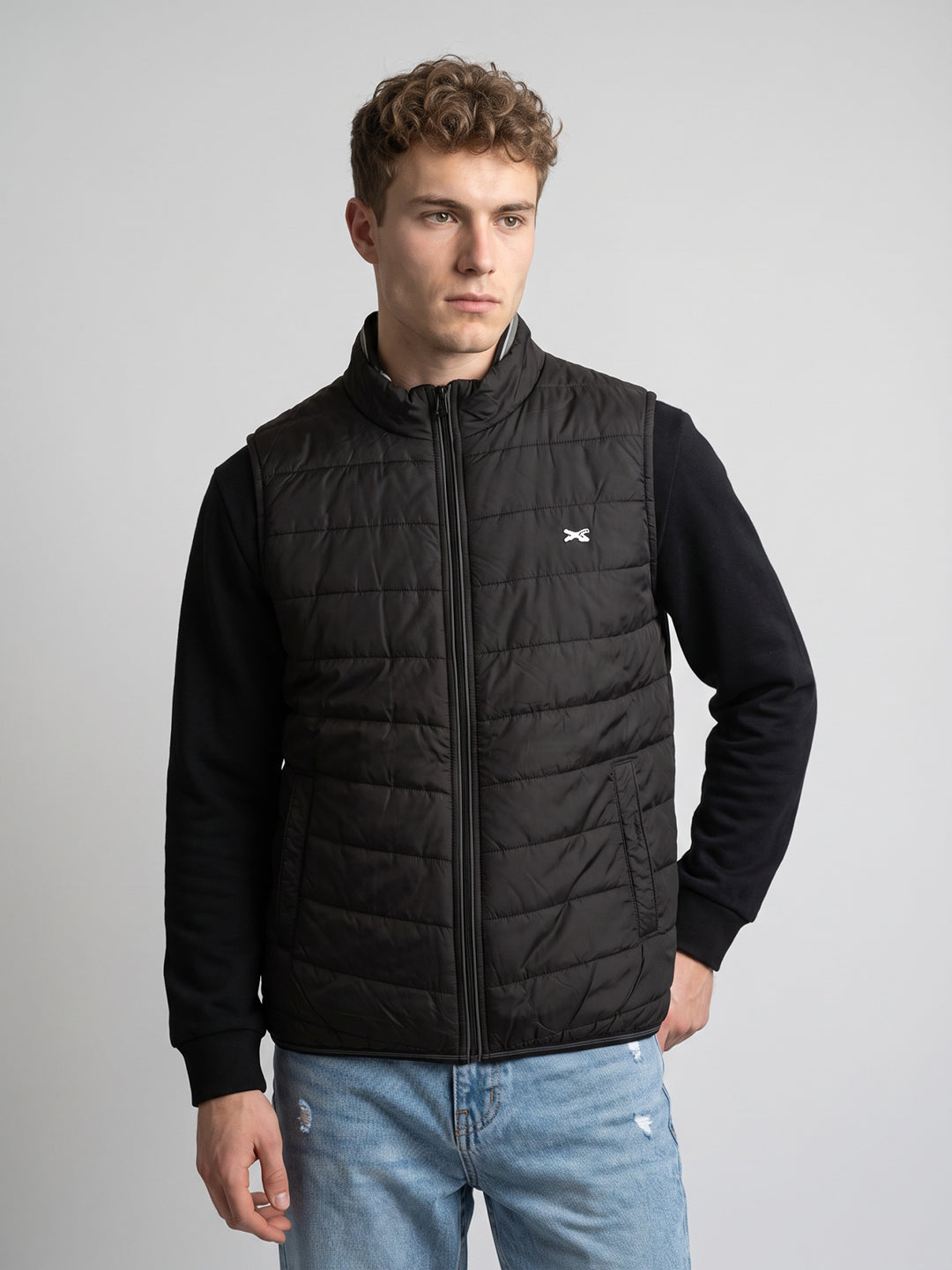 Men Olive Hooded Full Sleeve Jacket with Reversible Half Sleeve Jacket