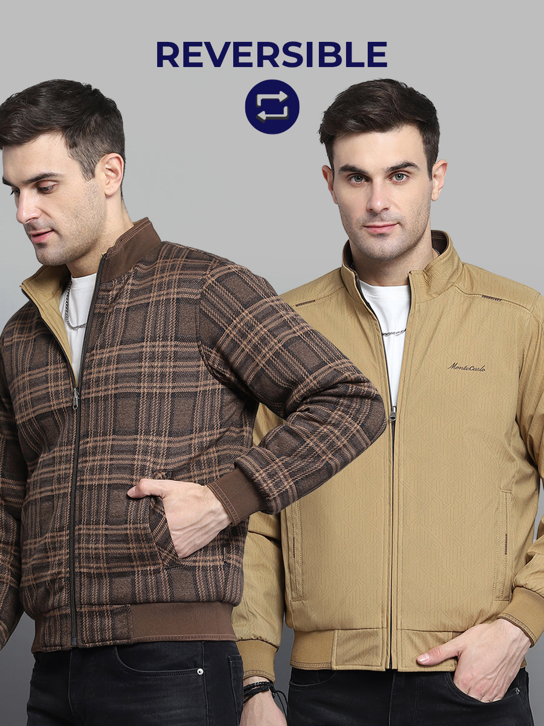 Buy Men Khaki Solid Mock Neck Full Sleeve Jacket Online in India