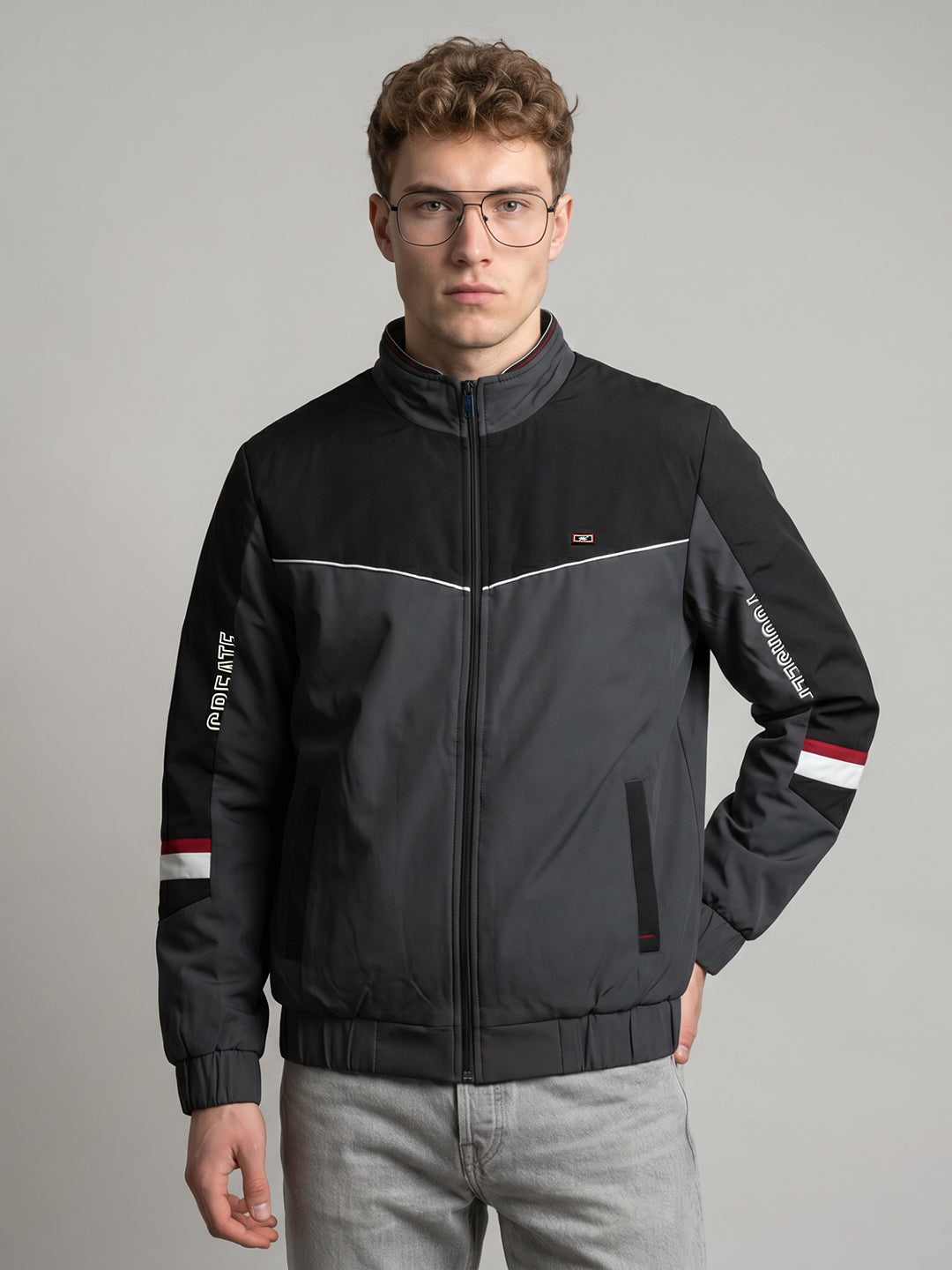 Men Olive Solid Turtle Neck Full Sleeve Bomber Jacket
