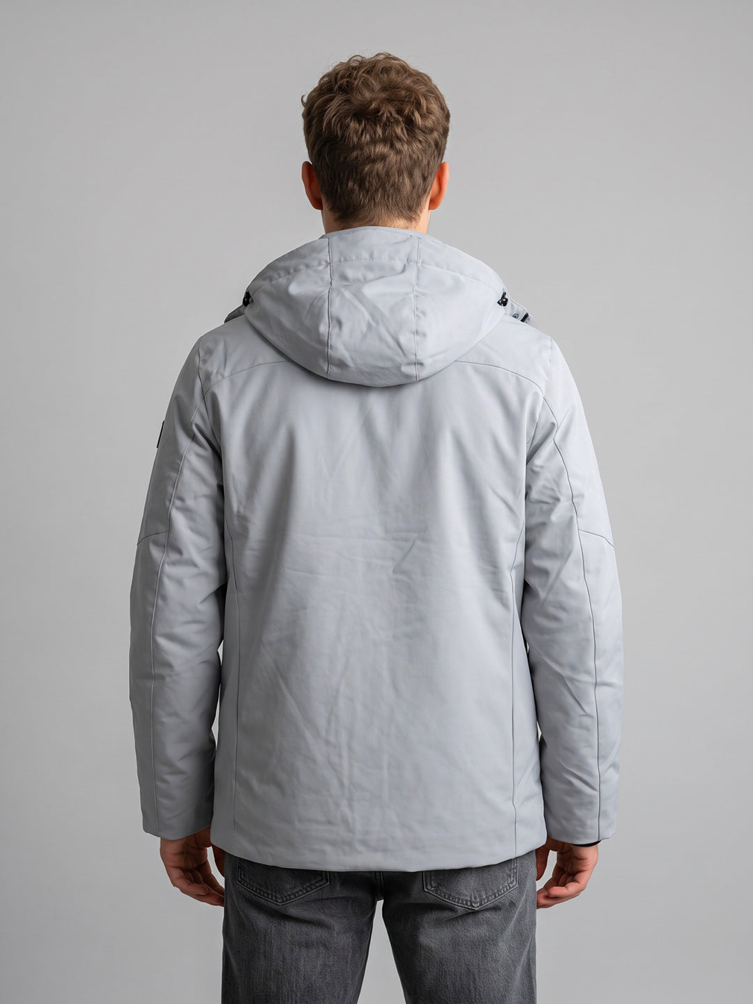 Luxuria Men Grey Solid Detachable Hood Full Sleeve Parka Jacket