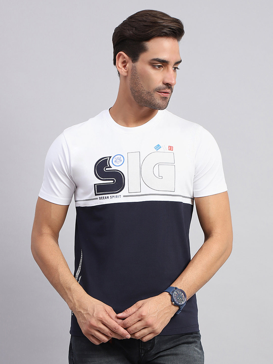 Men Multicolor Printed Round Neck Half Sleeve T-Shirt